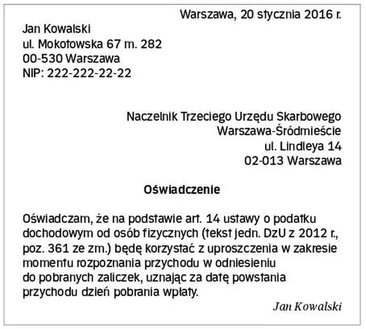 Oświadczenie o wyborze formy opodatkowania – do kiedy trzeba je złożyć?
