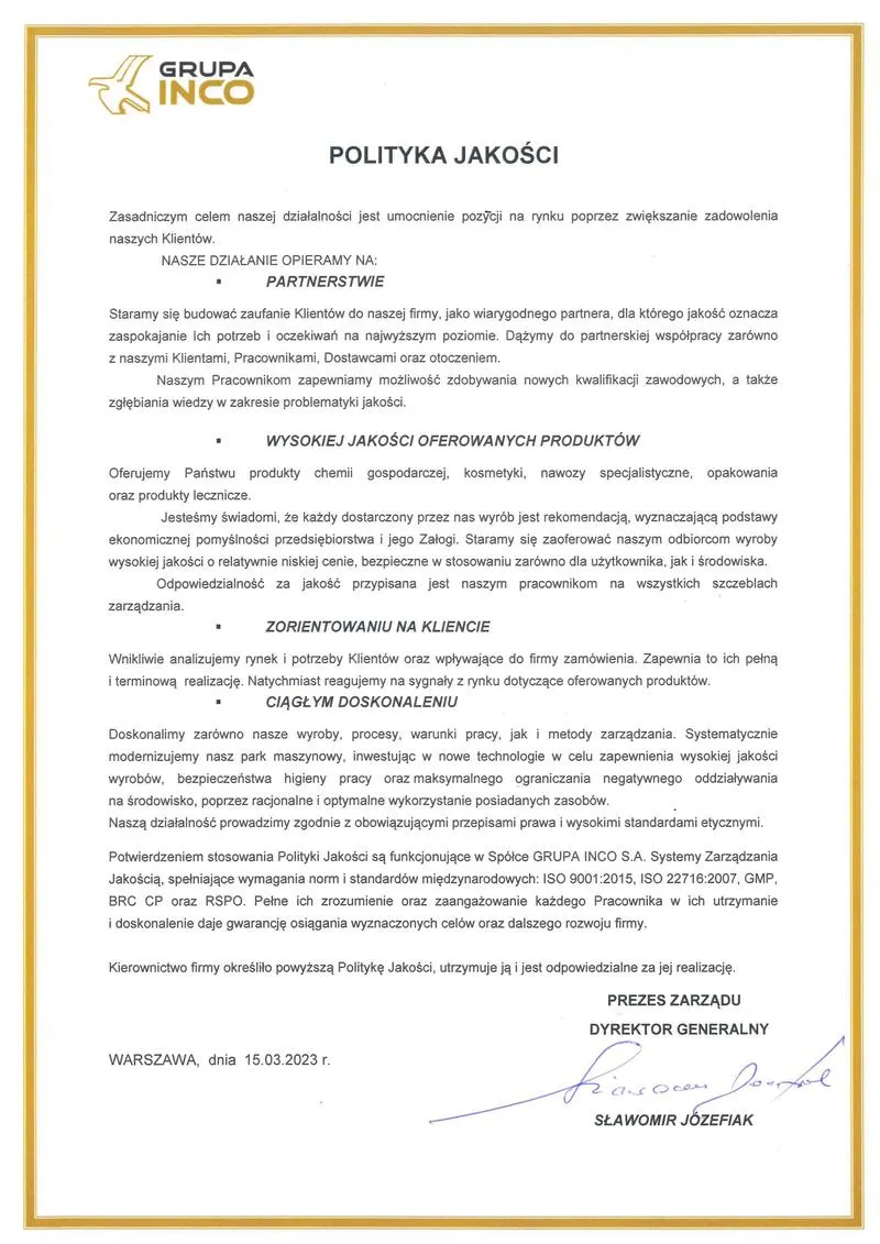 Polityka jakości w zarządzaniu